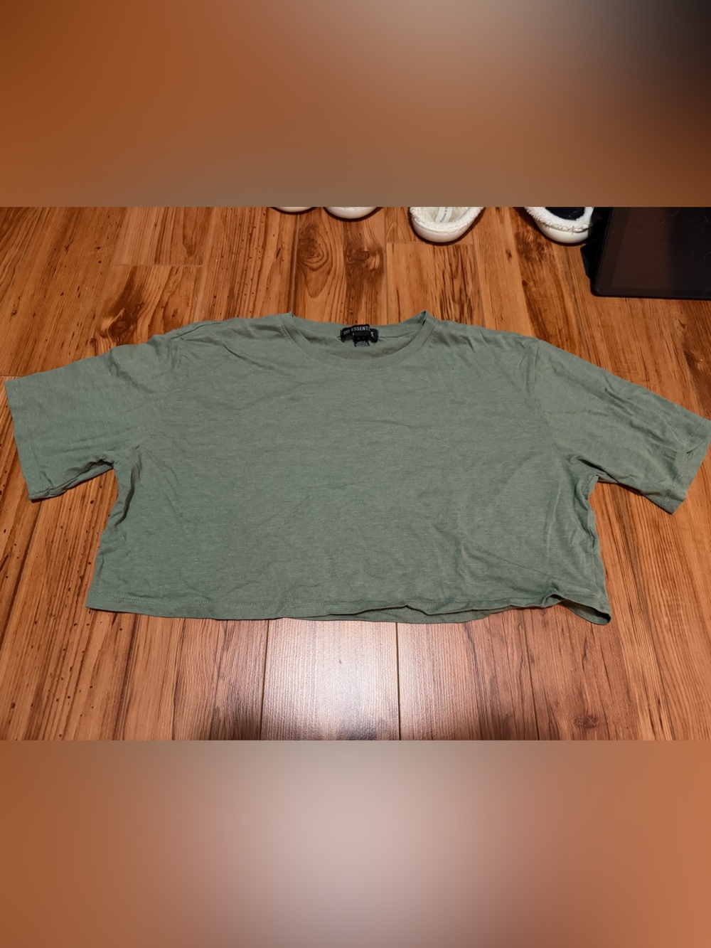 Essentials Sage Green Boxy Crop Tee